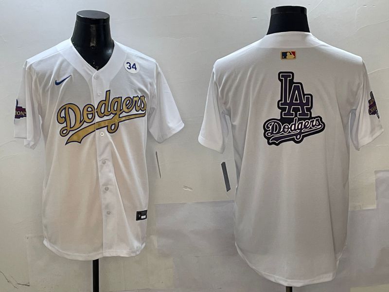 Men Los Angeles Dodgers Blank White Champion gold character 2025 Nike MLB Jersey style 22->los angeles dodgers->MLB Jersey